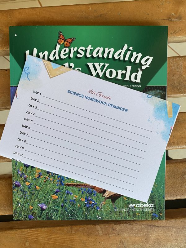 4th Grade Science/Health Homework Reminder Sheet